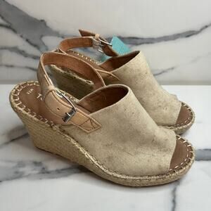 TOMS NEW Women's Natural Canvas Espadrille Beachy Wedge Monica Sandals Sz 7.5